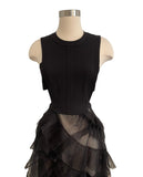 BCBG Max Azria Black Tulle Ruffle Gown Dress Sz Sm