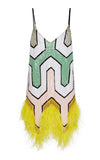 Attico Yellow Feather Sequin Dress Top Sz Sm