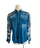 Dolce & Gabbana Denim Silk Printed Sleeved Shirt Sz 52