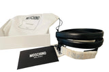 Moschino Black/Gold Leather Logo Belt Sz 38