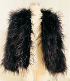 Julia and Stella Black Ostrich Feather Cropped Jacket Sz Sm