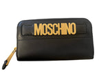 Moschino Black Pebbled Leather Zip-Around Wallet