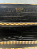 Moschino Black Pebbled Leather Zip-Around Wallet