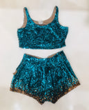 Haute Hippie Sequin Ombré Top & Shorts Set Sz XS