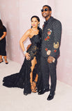 Charbel Zoe Black Lace Custom Couture Gown Sz XSm