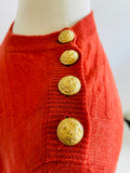 Balmain Orange Button Shoulder Sweater Sz L
