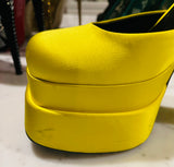 Versace Yellow Satin Platform Pumps Sz 38.5