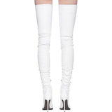 Haider Ackermann White Leather Thigh-High Stiletto Boots Sz 38
