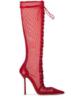LeSilla Red Mesh Leather Laced Boots Sz 39