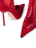 LeSilla Red Mesh Leather Laced Boots Sz 39