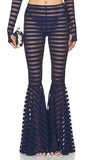 Norma Kamali Navy Sheer Striped Fishtail Leggings Sz XXS