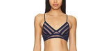 Norma Kamali Navy Sheer Striped Bra Top Sz Med