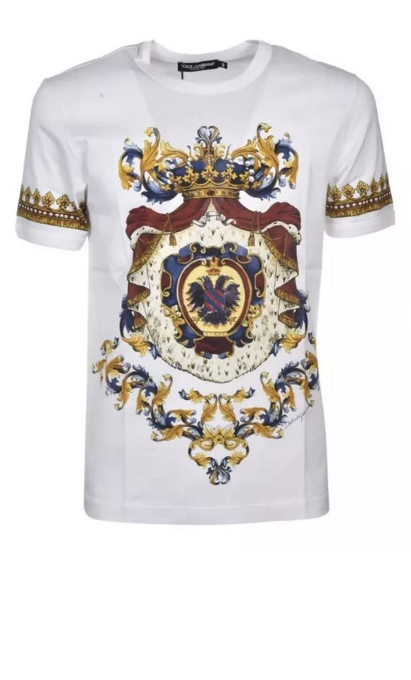 Dolce & Gabbana Heraldic Sicilia Print White Tshirt sz 52