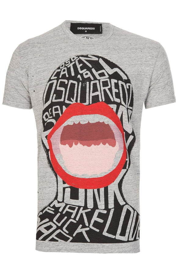 Dsquared2 Graffiti Face Gray Tshirt Sz XL