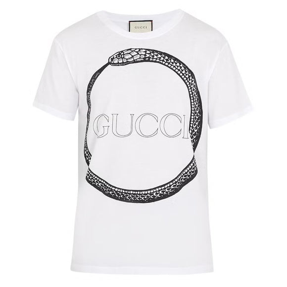 Gucci White Ouroboros Snake Logo Tshirt sz XL