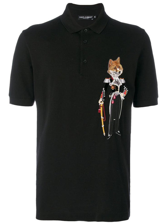 Dolce & Gabbana FOX COLONEL PATCH POLO SHIRT sz 52