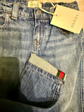 Gucci Web Stripe Denim Dark Blue Jeans Sz 36 months NWT