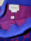 Gucci Blue Red Logo Sweater / Jogger Wool Set Sz 6/9 Months