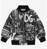 Dolce & Gabbana Satin Graffiti Bomber Jacket Sz 2