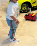Gucci Web Stripe Denim Light Blue Jeans Sz 24 months