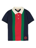 Gucci Blue Web Polo Shirt Sz 6