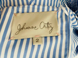 Johanna Ortiz Blue  Striped Ruffle Top Sz 2