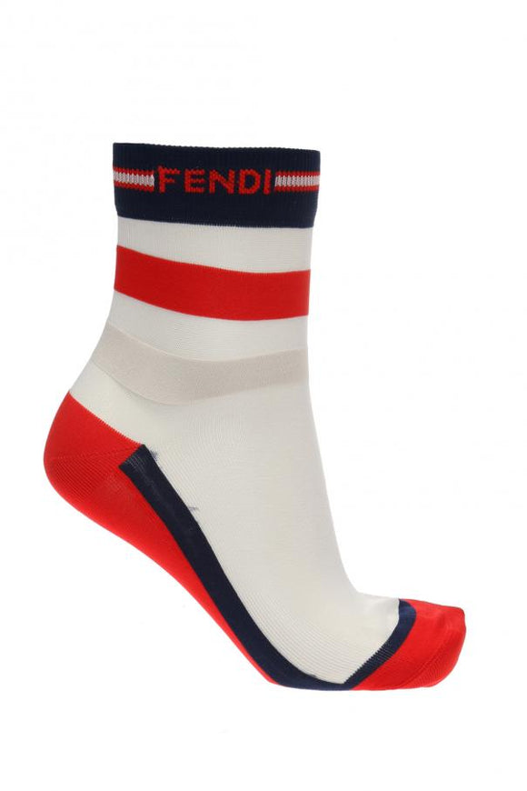 Fendi Red Logo Sheer Socks Sz Sm