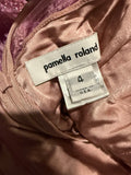 Pamella Roland Pink Feather Sequin Gown Dress Sz XS
