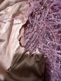 Pamella Roland Pink Feather Sequin Gown Dress Sz XS