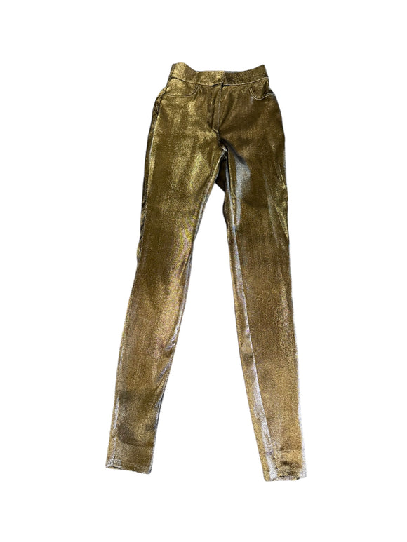 Dolce and Gabbana Gold Lame Skinny Pants Sz XS