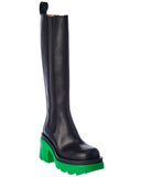 Bottega Veneta Flash Leather Knee High Boots Green/Black Sz 38