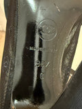 Chanel Vintage Black Mesh Logo Bow Peep Toe Boots Sz 38.5