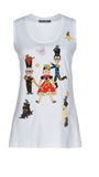Dolce and Gabbana Appliquéd Cotton/ Silk jersey Tank T Shirt Sz 36/Sm