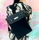 Hermes Hac a Dos GM Black Leather / Canvas Back Pack Crossbody Bag