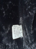 DES PHEMMES Black Faux Patent Leather & Fur Rhinestone Jacket