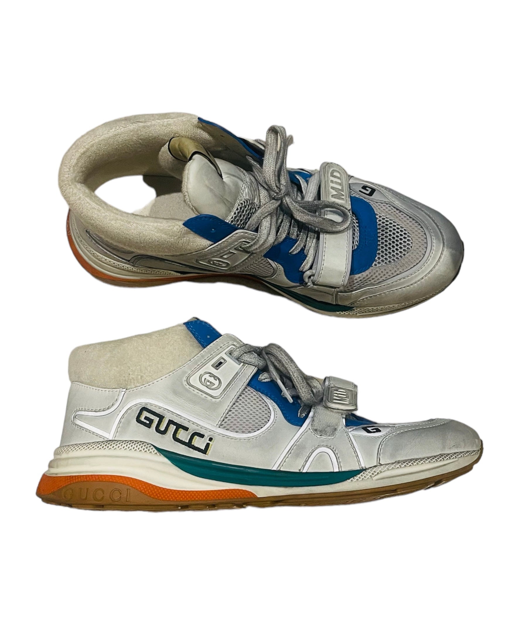 Gucci Ultrapace Mid-top Silver Sneakers Sz 12 – Wopsters Closet
