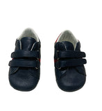 Gucci Navy Web Leather Newborn Strap Sneakers Sz 19