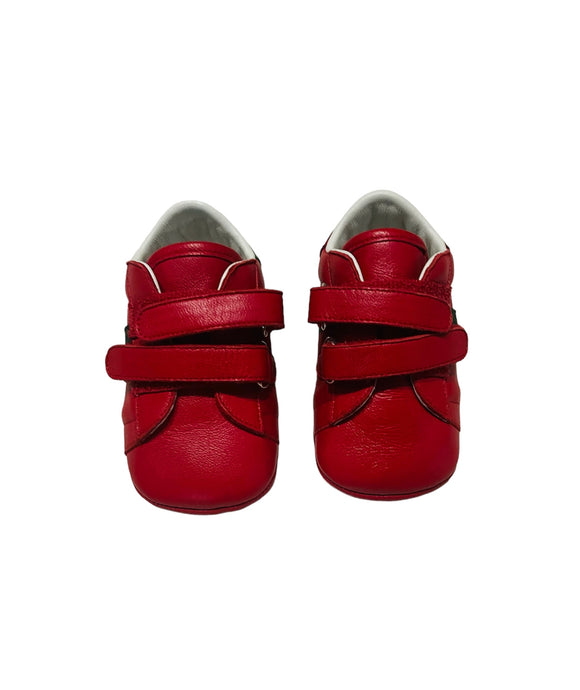Gucci Red Web Leather Newborn Strap Sneakers Sz 17
