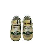 Gucci Beige Screener Laced Logo Sneakers Sz 19