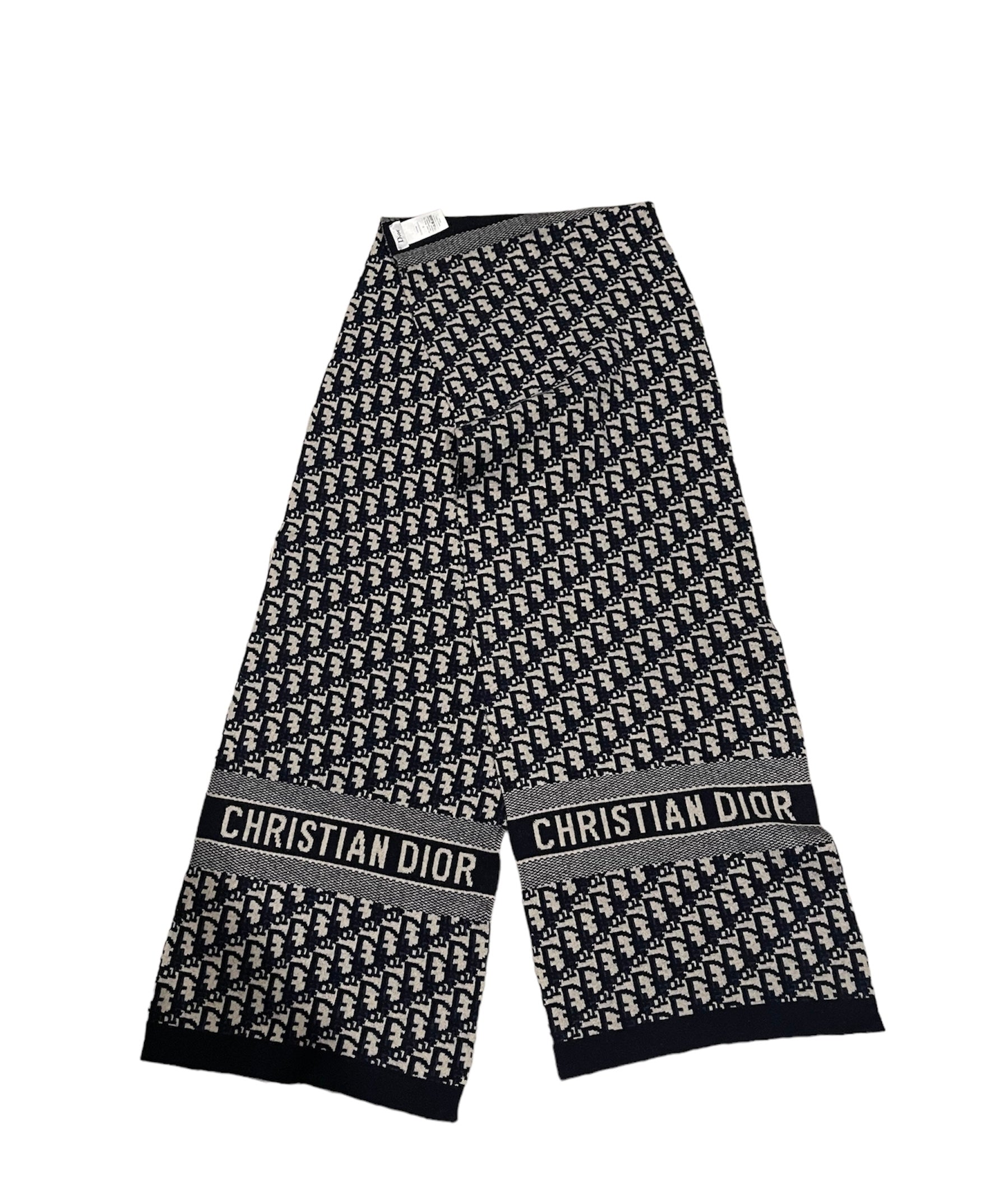 Christian Dior Logo Navy Cashmere Scarf – Wopsters Closet