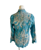 Roberto Cavalli Silk Blue Garden Print Shirt Sz 43