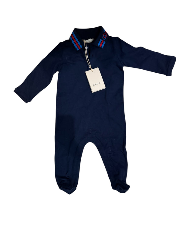 Gucci Infant Blue Onesie Sz 6/9 months