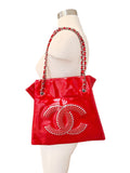 Chanel Red Strass Patent Bon Bon Tote Bag