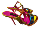 Dolce and Gabbana Crystal Multicolored Sandals sz 38