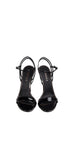 LeSilla Gwen Black Patent Leather Sandals Sz 38.5