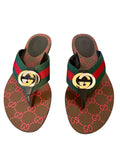Gucci KiKa Web Thong Flat Sandals Sz 37.5