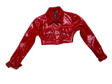 Norma Kamali Red Faux Leather Crop Jacket Sz XXS