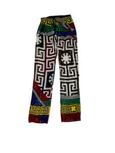Versace Greek Puzzle Geometric Logo Semi Sheer Cover Up Pants sz 38