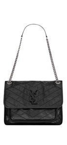 Saint Laurent YSL Black Niki Medium Vintage Leather Purse