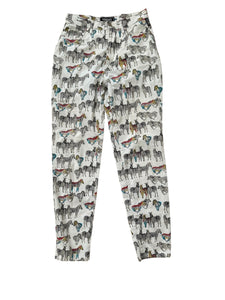 Versace Vintage 1990’s White Zebra Print Pants Jeans
